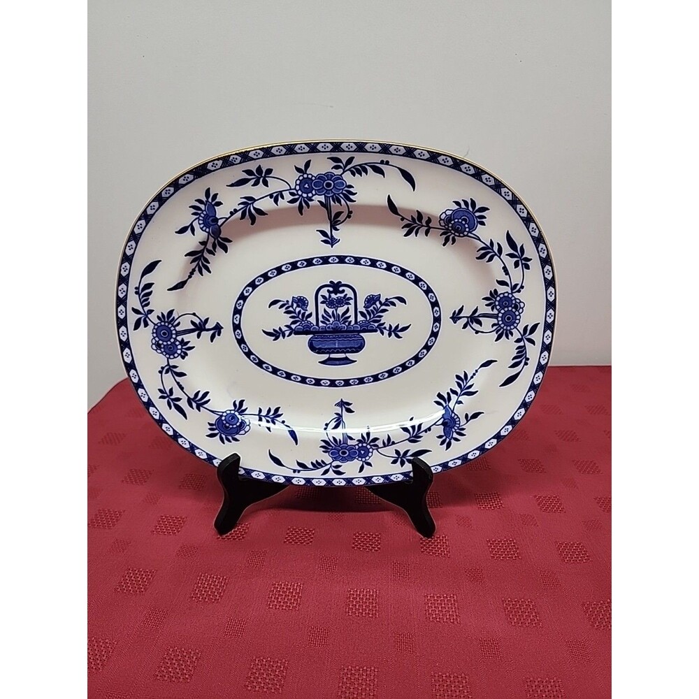 Vintage Minton Delpht 13 In Platter Flow Blue Transferware 1891-1912 England EUC